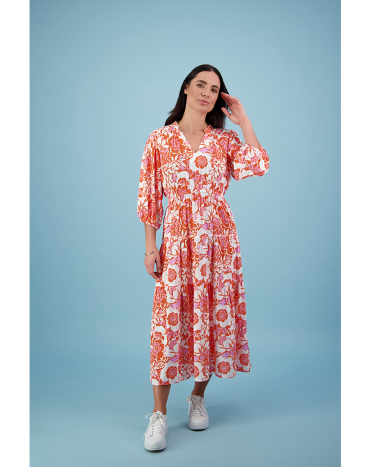 VASSALLI LONG DRESS WITH ELBOW LENGTH SLEEVE