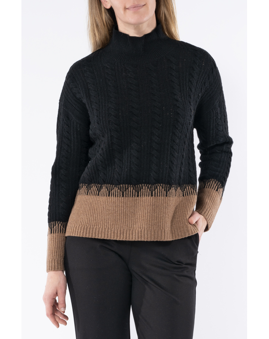 JUMP CONTRAST CABLE PULLOVER