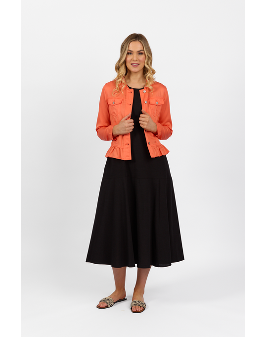 VASSALLI BUTTON UP JACKET WITH FRILL HEM