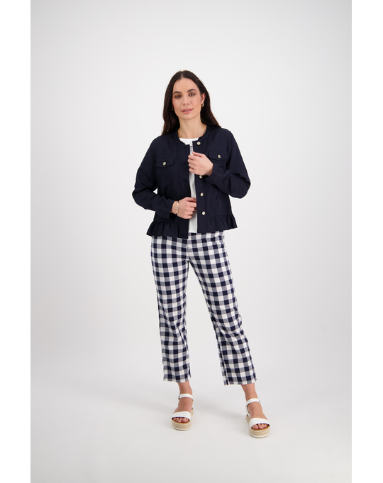 VASSALLI BUTTON UP JACKET WITH FRILL HEM