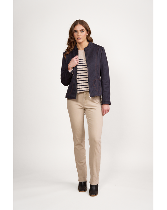 VASSALLI LONG SLEEVE LINED ZIP UP JACKET WITH FRONT ZIP DETAILING
