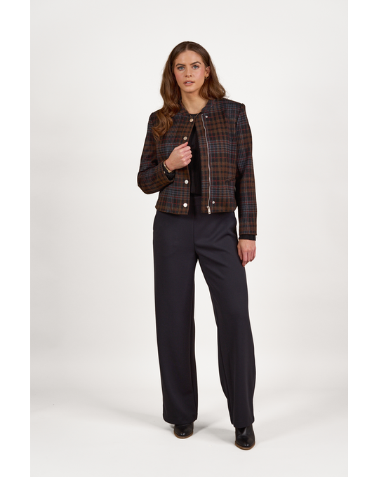 VASSALLI COLLARLESS SHORT JACKET WITH CONCEALED ZIP