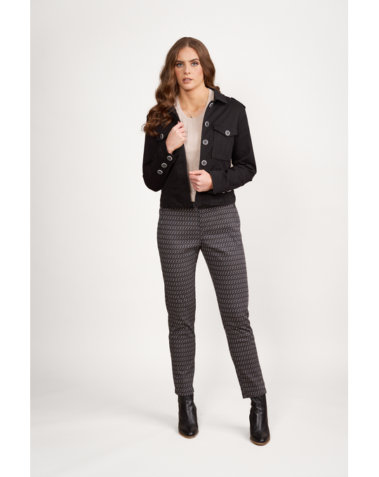 VASSALLI SHAPED STRETCH DJ JACKET WITH BUTTON DETAIL