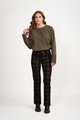 VASSALLI SLIM LEG FULL LENGTH PRINTED PONTI PANT WITH FLY