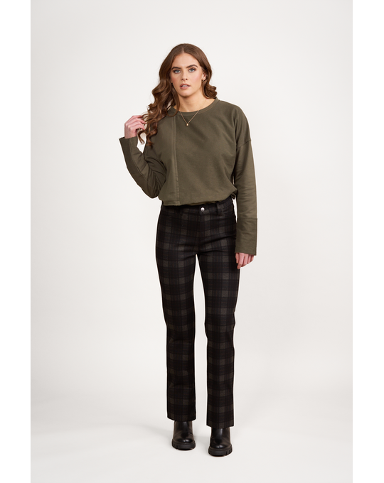 VASSALLI SLIM LEG FULL LENGTH PRINTED PONTI PANT WITH FLY