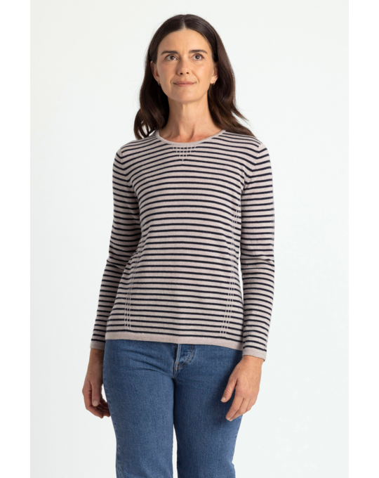 ROYAL MERINO TUCK STITCH STRIPE JUMPER