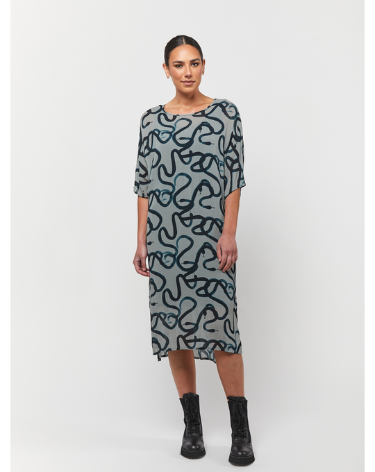 OBI SERPENTINE DRAPE DRESS