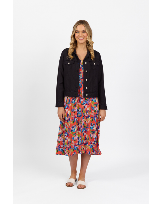 VASSALLI LINEN JACKET WITH FRAYED SEAMS