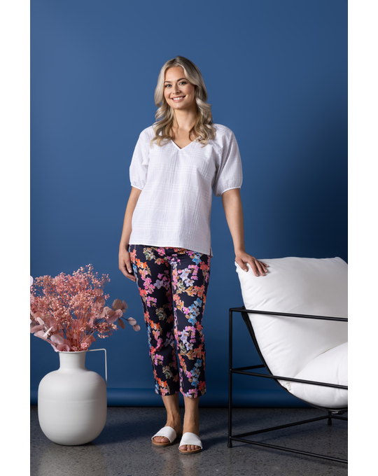 VASSALLI PRINTED SKINNY LEG 7/8 LENGTH LIGHTWEIGHT PULL ON PANT