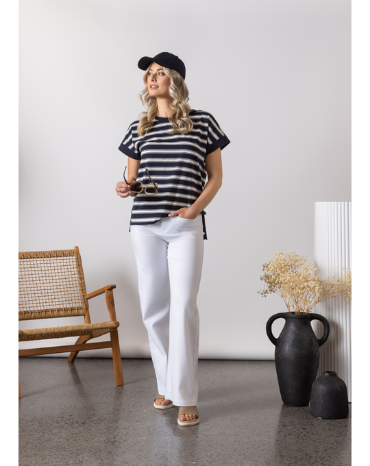 VASSALLI DROP SLEEVE TOP WITH STEPPED HEM