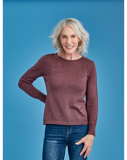 ROYAL MERINO CREW NECK FINE STRIPE JUMPER