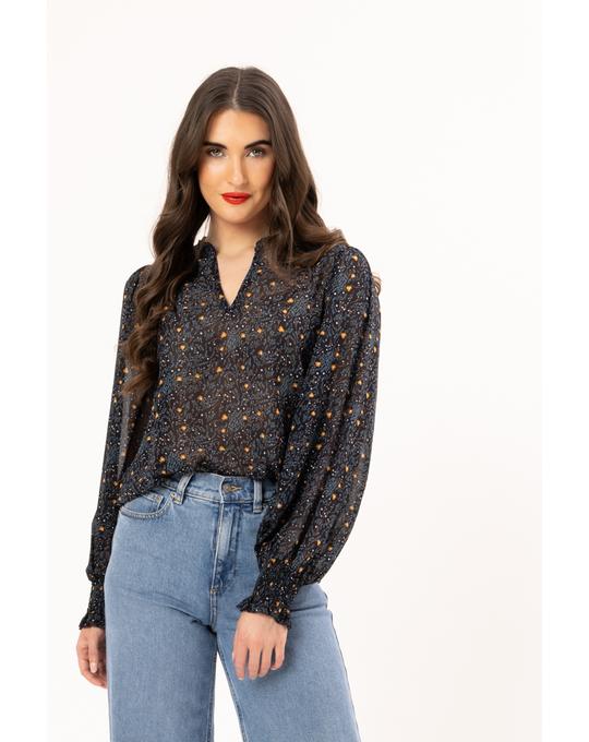 SEEKING LOLA LONG SLEEVE MOVEMENT BLOUSE