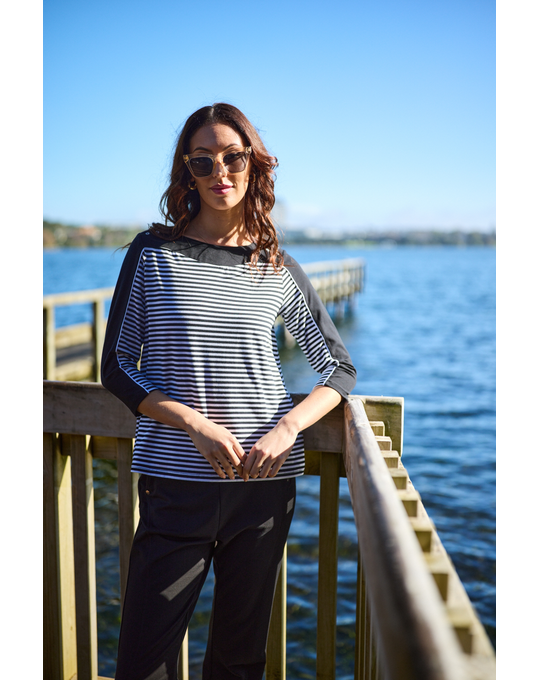 NEWPORT PIXEL 3/4 SLEEVE TOP