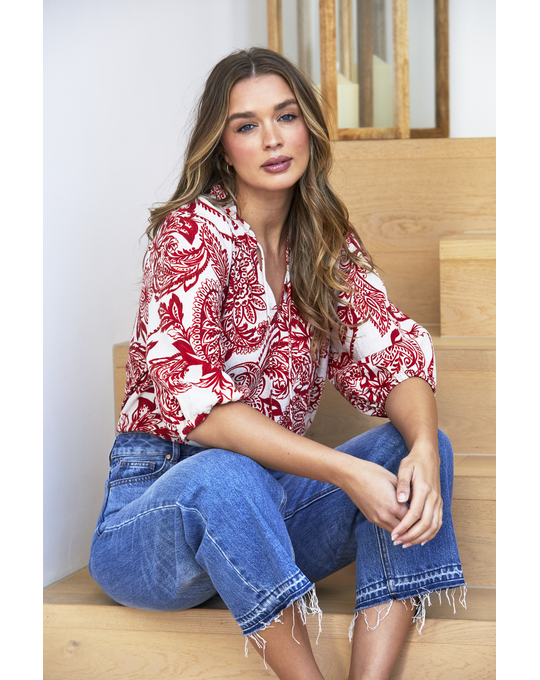 JUMP BOHEMIA RUFFLE NECK TOP