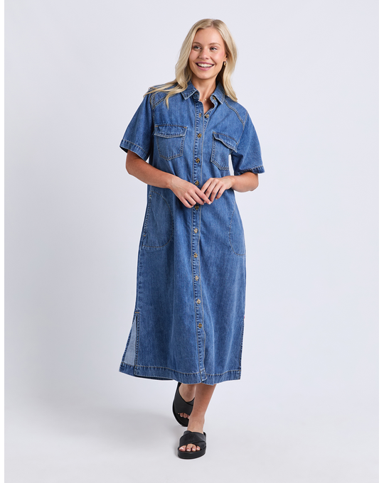 ELM AYLA DENIM MIDI DRESS
