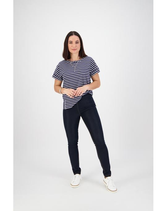 VASSALLI FULL LENGTH SKINNY PULL ON JEAN WITH CONTRAST STITCH