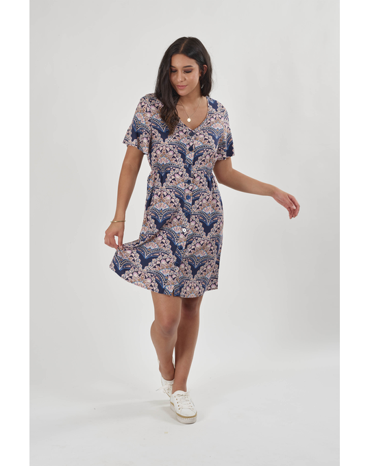 VASSALLI GATHERED WAIST DRESS