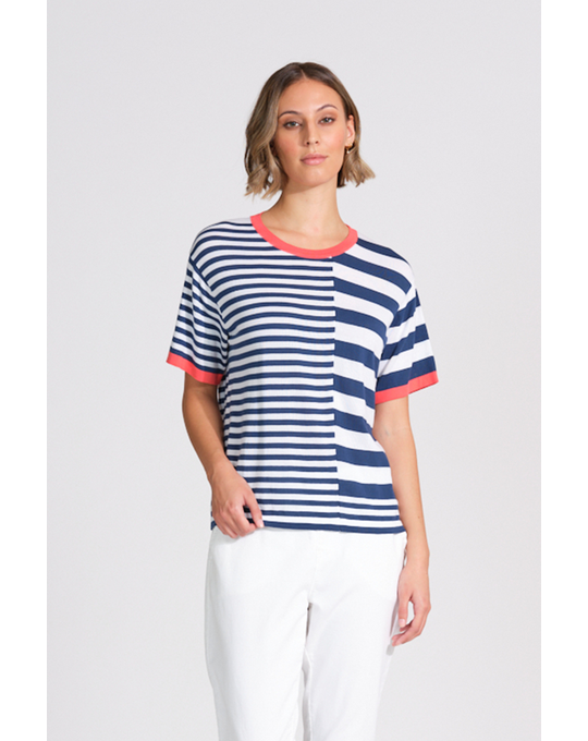 OPTIMUM STRIPEY TEE WITH CONTRAST Knitwear Status Clothing