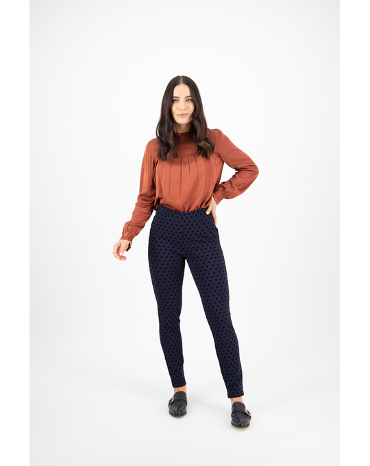 VASSALLI SKINNY LEG ANKLE GRAZER PRINTED PONTI  PULL ON PANT