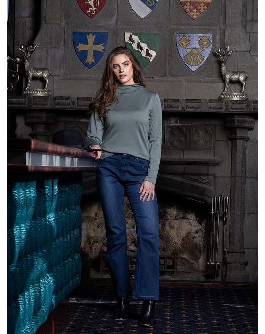  VASSALLI MERINO BASIC LONG SLEEVE POLO NECK TOP