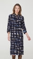 OBI THATCH PLEAT SHIFT DRESS