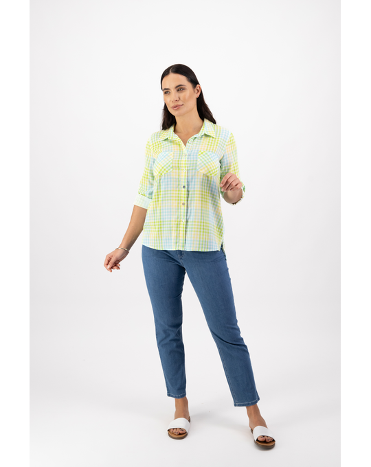 VASSALLI BUTTON FRONT SHIRT WITH TAB SHIRT